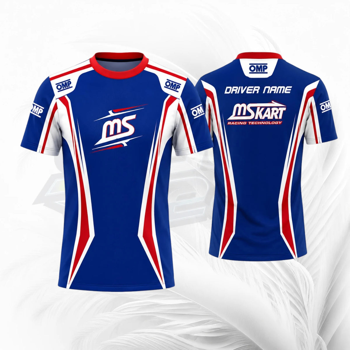 MS Kart Blue Kart Racing Driver Name Motorsport T-Shirt